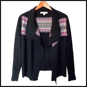 C. Cashmere Cardigan Fair‎ Isle stripe Open Front Cardigan S Small 100% Cashmere